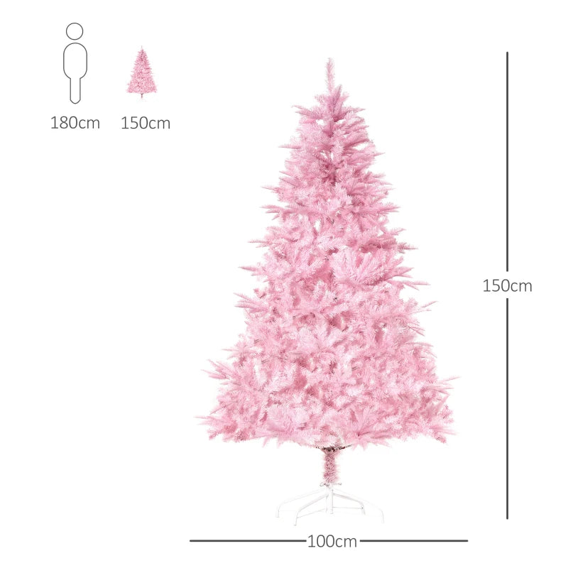 5FT Pink Artificial Christmas Tree with Automatic Open - Perfect Holiday Decoration for Home Parties and Festive Celebrations