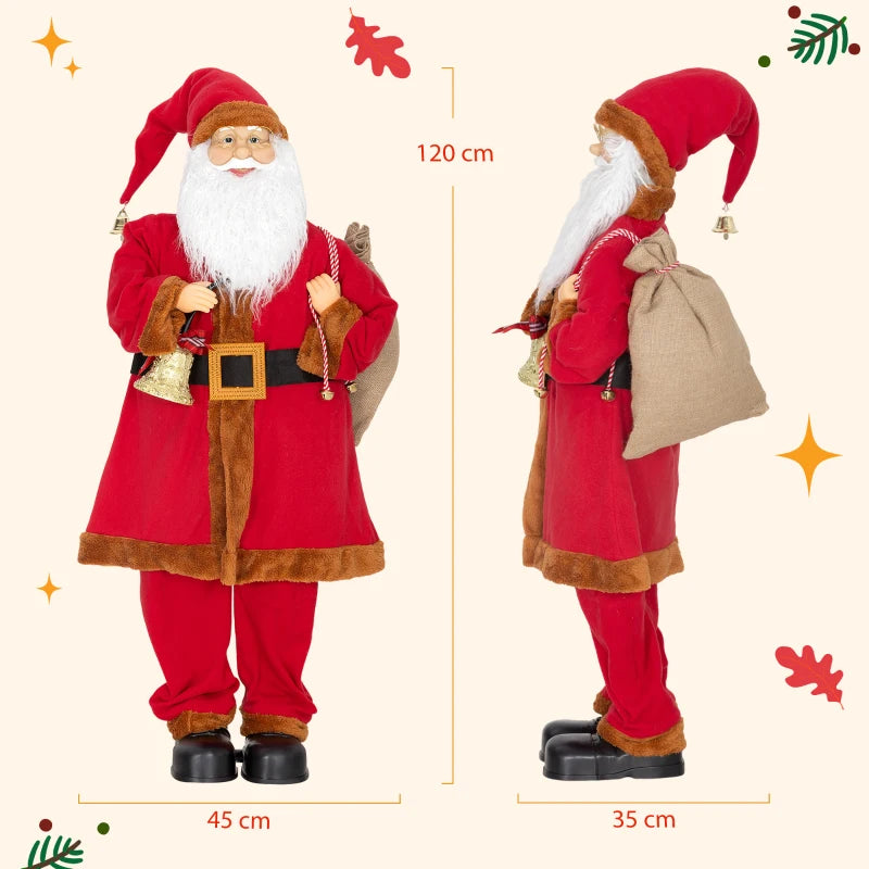Singing and Dancing Santa Claus with Bell & Sack - Festive Holiday Decor for Christmas Cheer