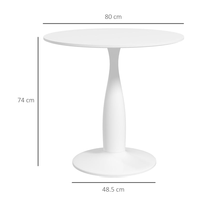 Modern Round Dining Table with Steel Base & Non-Slip Foot Pads - Space Saving Small Dining Room Table