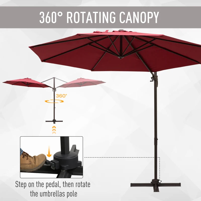 3m Wine Red Cantilever Garden Parasol