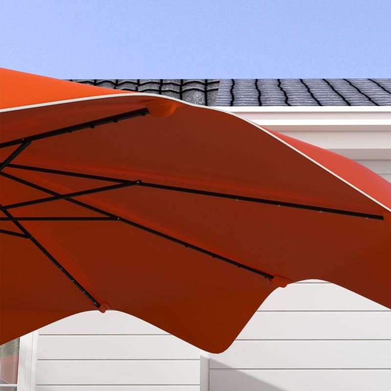 Orange Solar LED Patio Umbrella, Tilt & Crank, 3x3m