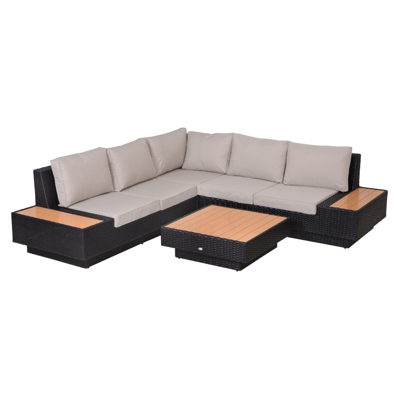 Luxury Black Rattan 4-Piece Outdoor Corner Sofa Set