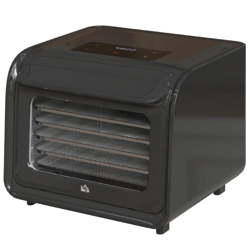 Premium 6-Tray Food Dehydrator - Adjustable 35-70°C Temperature Control - Black - Perfect for Healthy Snacks & Preserving Food