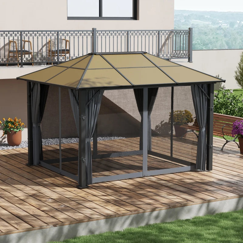 3m x 3.6m Hardtop Aluminium Gazebo With Curtains