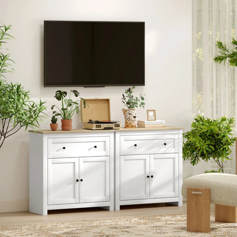 Modern White Sideboard Storage Cabinet with Adjustable Shelf and Drawer for Living Room Dining Room