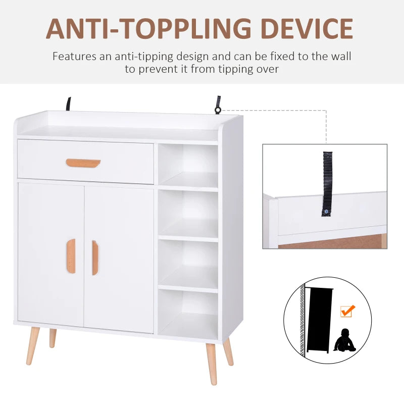 Modern White Sideboard with Storage Drawer - Versatile Side Cabinet for Hallway, Kitchen, Bedroom & Living Room