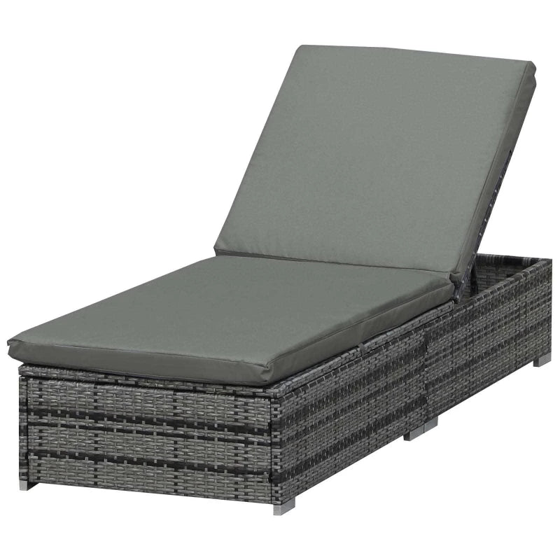 Grey Rattan Outdoor Reclining Sun Lounger