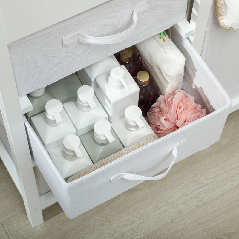 Baby Changing Unit with 4 Storage Drawers and Mat for Nursery Bedroom White 84 x 84.5 cm