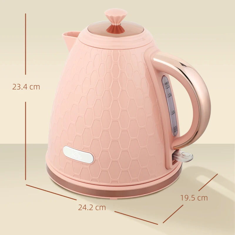3kW Rapid Boil Light Pink Honeycomb Kettle - Stylish Electric Tea Maker for Quick Boiling and Modern Kitchens