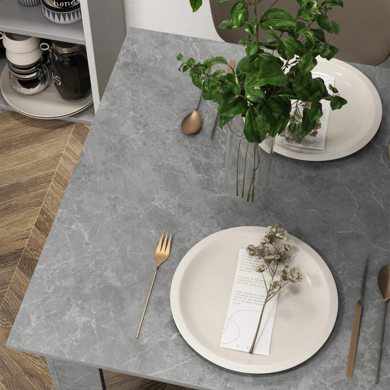Modern Square Dining Table - Small Faux Cement Effect, Space Saving Design, Non-Slip Foot Pads, Cement Grey Finish