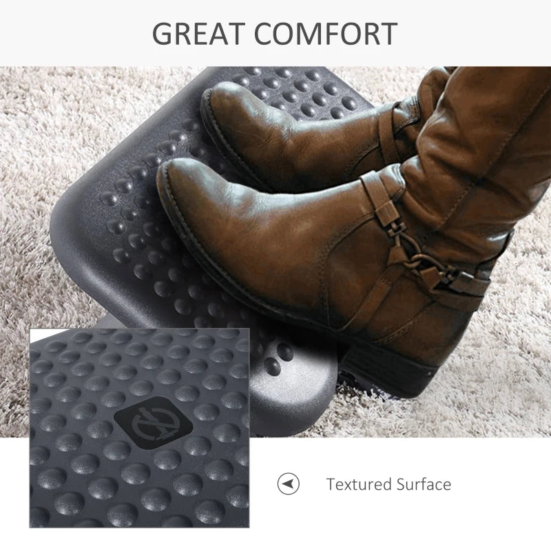 Adjustable Height & Angle Footrest - Charcoal Grey Tilting Platform for Home Office Comfort