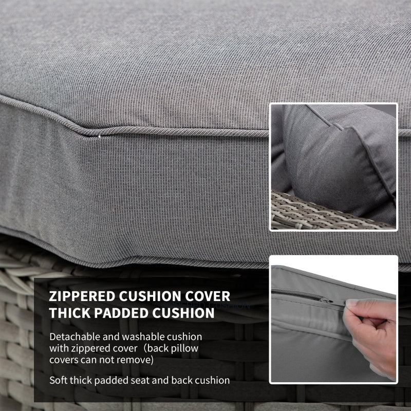 Grey 6-Piece PE Rattan Corner Sofa Set with Padded Cushions, Elegant Half-Round Rattan Corner Furniture