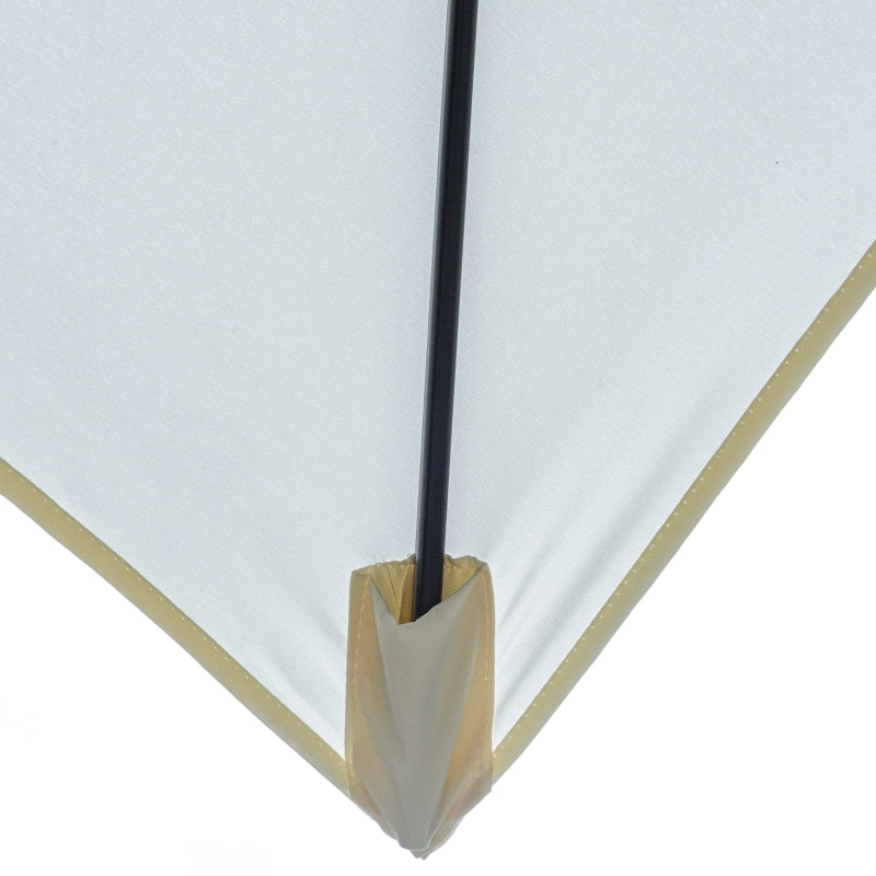 Cream White Rectangular Garden Parasol Umbrella with Crank & Tilt