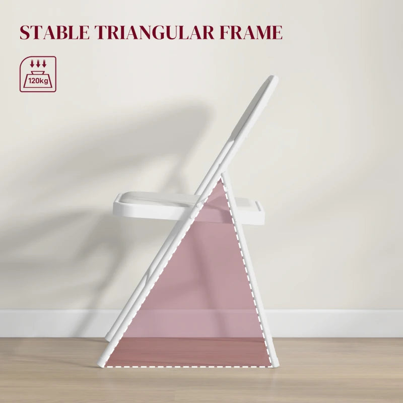 Set of 2 White Cushioned Folding Chairs - Portable, Lightweight, Ideal for Indoor & Outdoor Use, Comfortable Seating