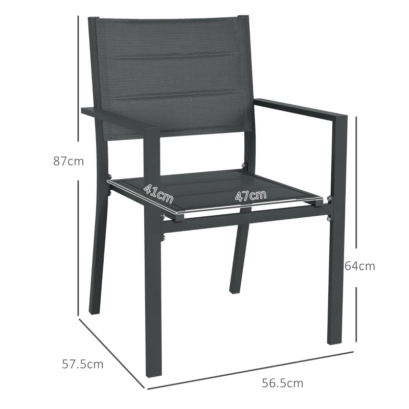 Dark Grey Aluminium Stackable Garden Chairs Set of 2