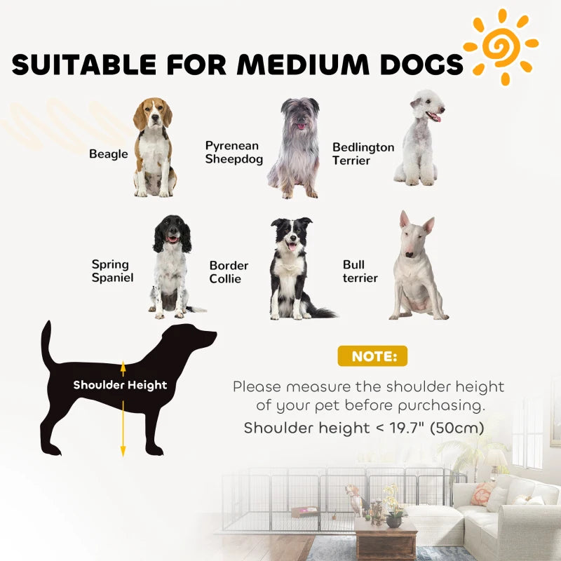 12 Panel Solid Dog Playpen with Doors for Medium Dogs 80cm High Black