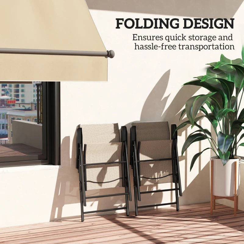 Set of Two Brown and Black Folding Outdoor Chairs - Compact Size for Easy Storage