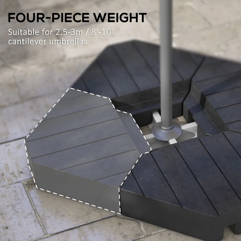 Black Cantilever Parasol Base Weights, Set of 4, 80kg Sand or 60kg Water Filled