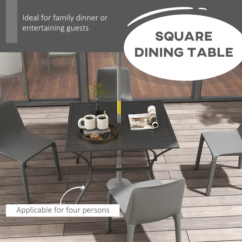 Dark Grey Outdoor Dining Table for Four with Parasol Hole