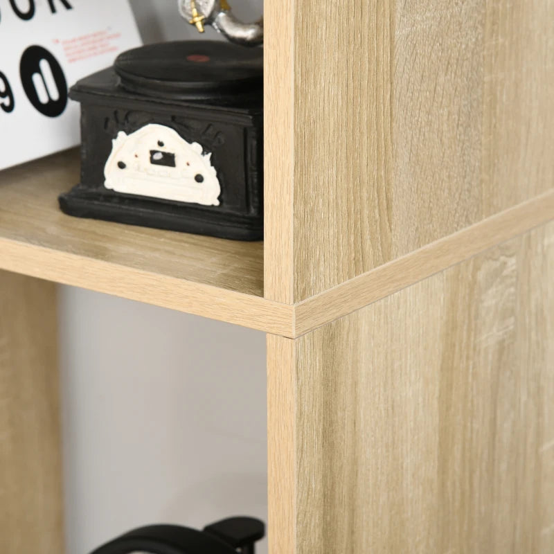 Modern Tall Bookshelf - 8 Cube Storage Unit, Freestanding Room Divider for Living Room, Bedroom & Home Office, 70x24x178 cm, Natural Finish