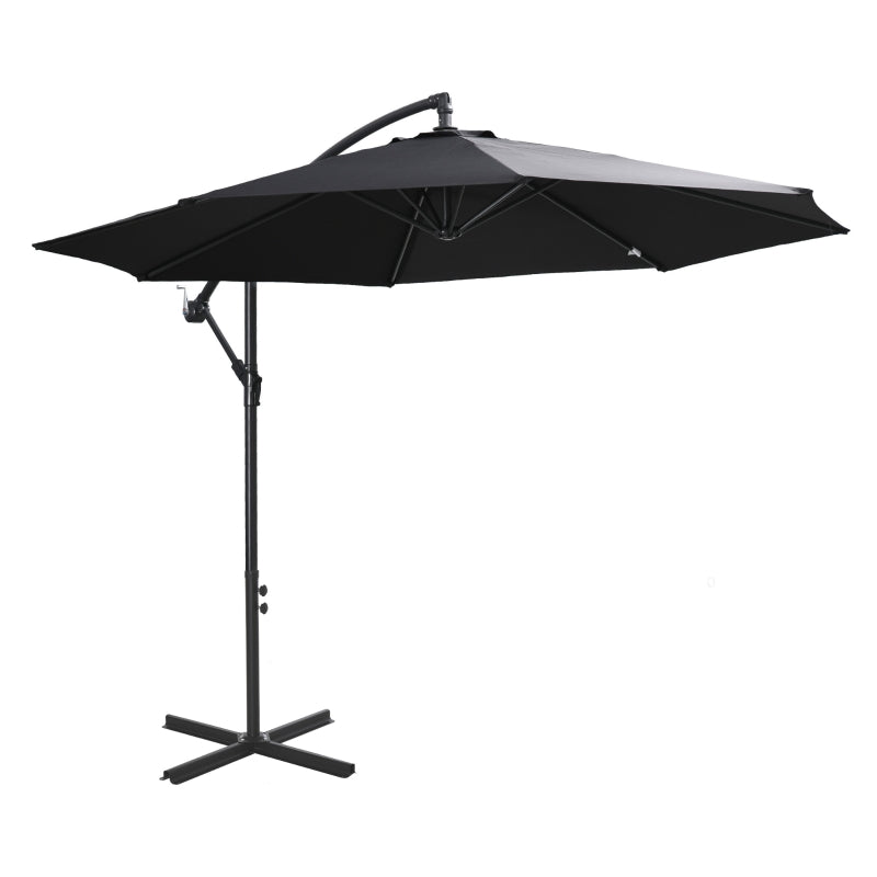 Black 2.45m Overhanging Cantilever Parasol with Cross Base