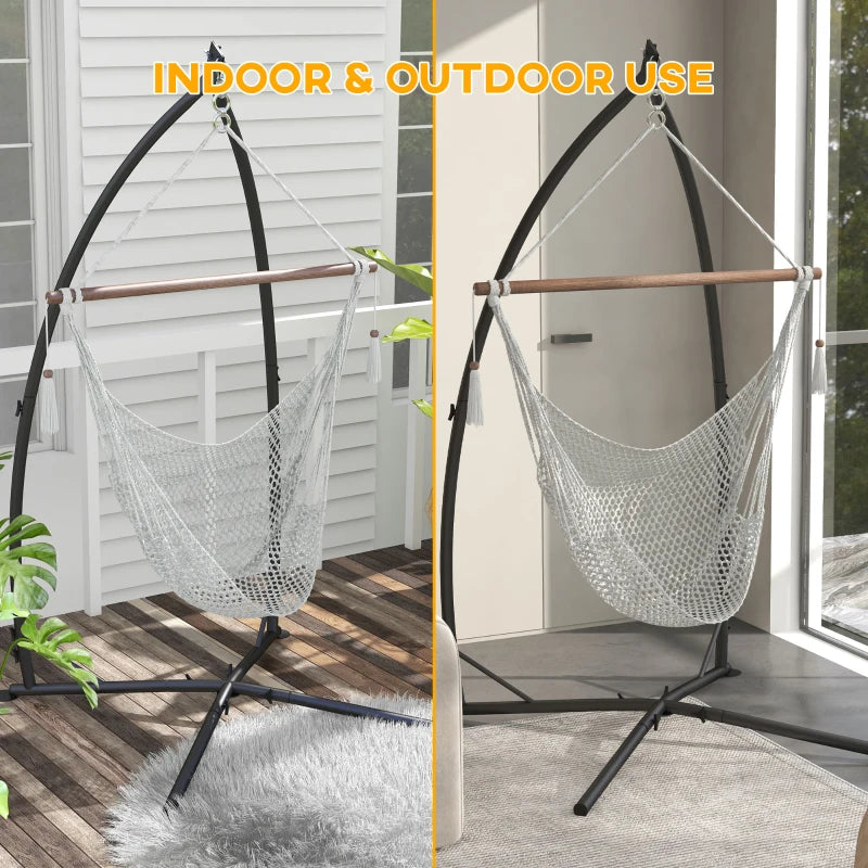 Black Metal Hammock Chair Stand with Chain for Indoor & Outdoor Use