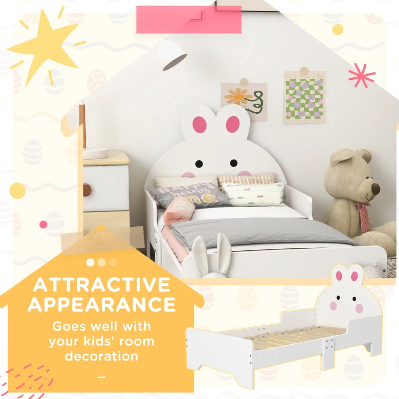 ZONEKIZ Rabbit Toddler Bed - Adorable Kids Bedroom Furniture in White, Perfect for Cozy Sleep and Playtime