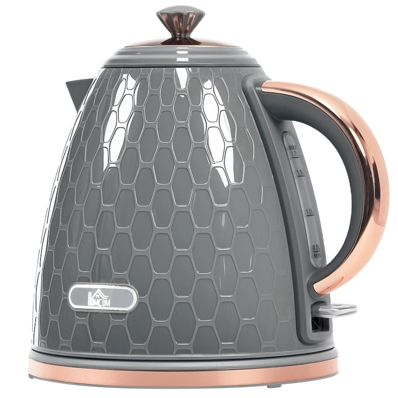 3kW Rapid Boil Grey Honeycomb Kettle - Stylish, Fast Boiling Electric Kettle for Home & Kitchen