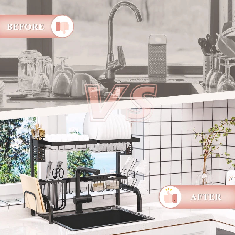 65cm Modular Over-Sink Drying Rack - Space-Saving Kitchen Organizer for Dishes, Pots, and Utensils - Adjustable Design