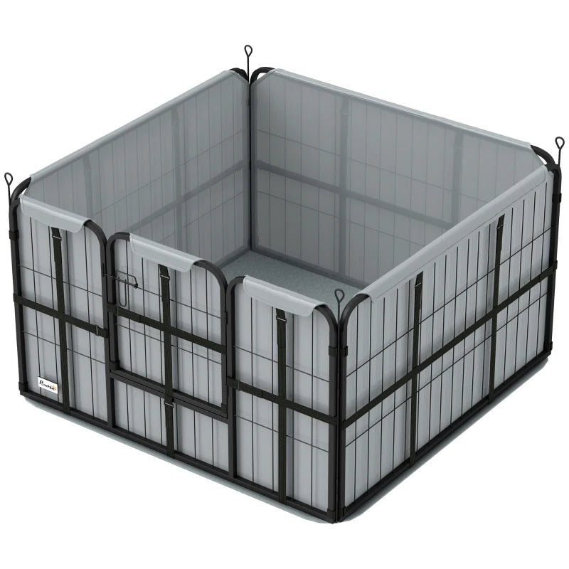 Steel Dog Whelping Box with Washable Pad and Wind-Resistant Cloth for Small and Medium Dogs 102x102x60cm