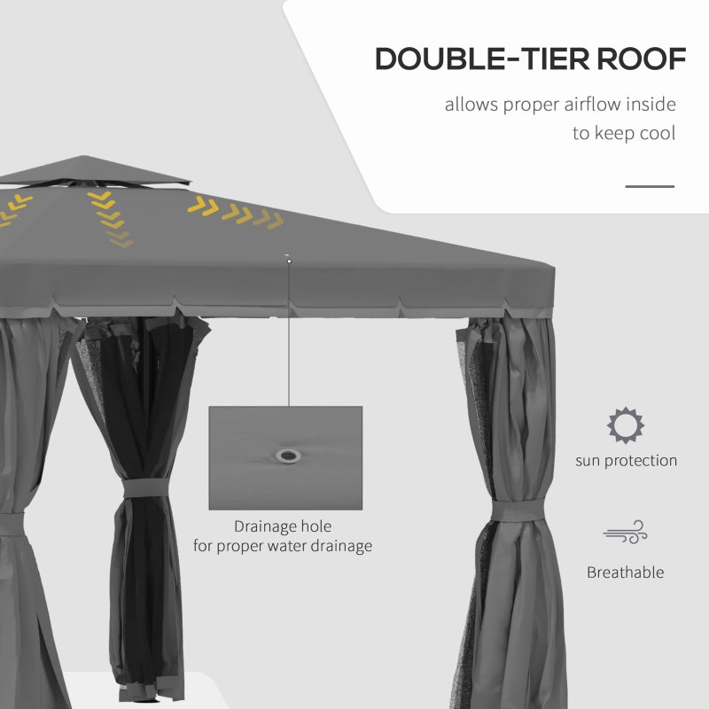 3m x 3m Grey Gazebo With Aluminium Frame
