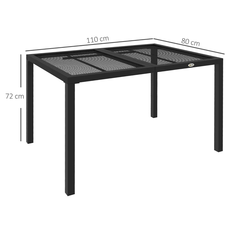 Grey Steel Garden Table with Wired Top - 4 Seater