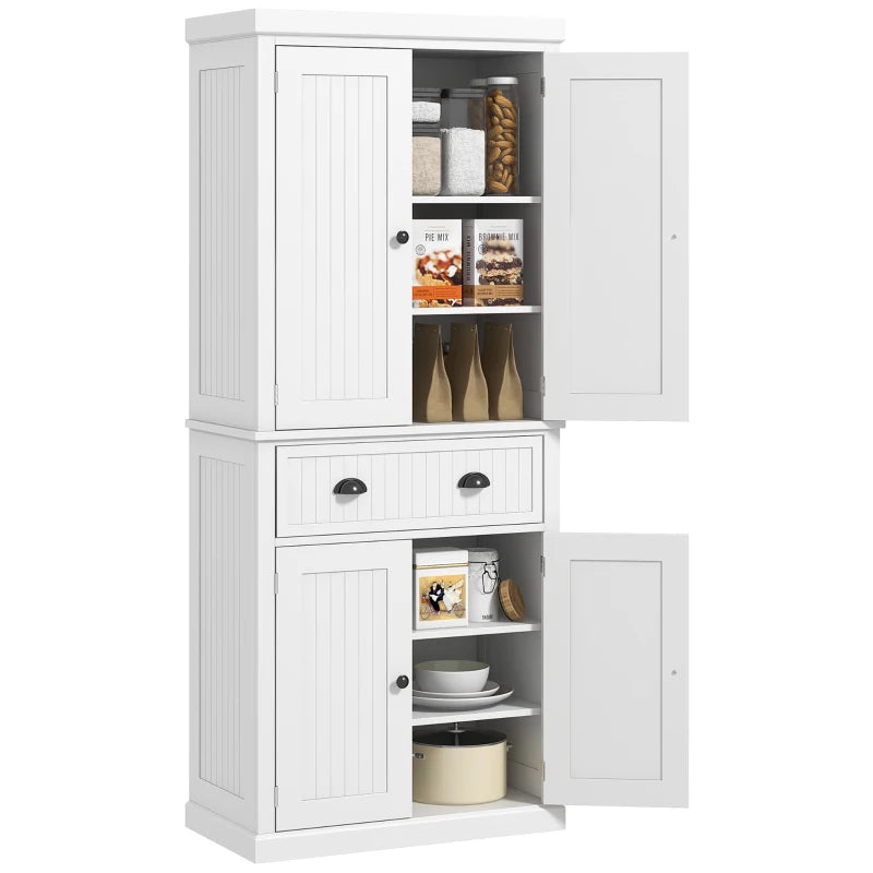 Stylish White Kitchen Storage Cabinet with Drawer & Adjustable Shelves - Perfect for Organizing Your Kitchen Essentials