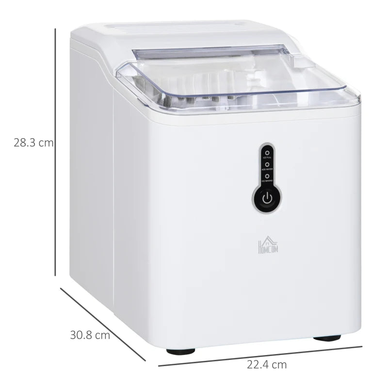 Compact Ice Maker Machine - 1.5L Countertop, Self-Cleaning, 9 Cubes in 8 Mins, 12kg/24hrs, No Plumbing, White