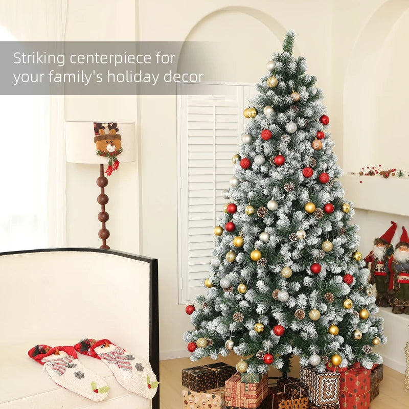 7ft Snow-Dipped Artificial Pine Christmas Tree - Realistic Holiday Decor for Festive Home Decoration
