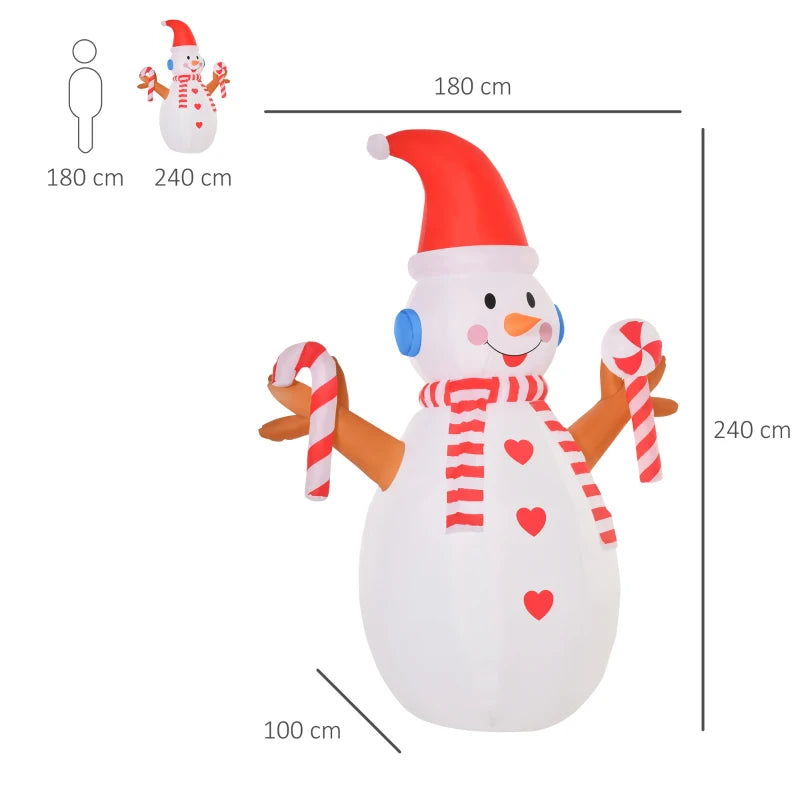 8ft Inflatable Christmas Snowman with Candy & Rotating Lights - Perfect Indoor/Outdoor Holiday Lawn Decoration & Party Prop