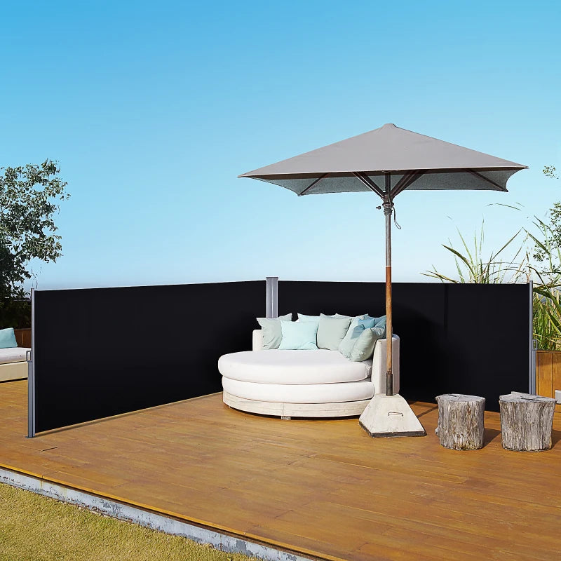 Black 600cm x 180L Retractable Side Awning