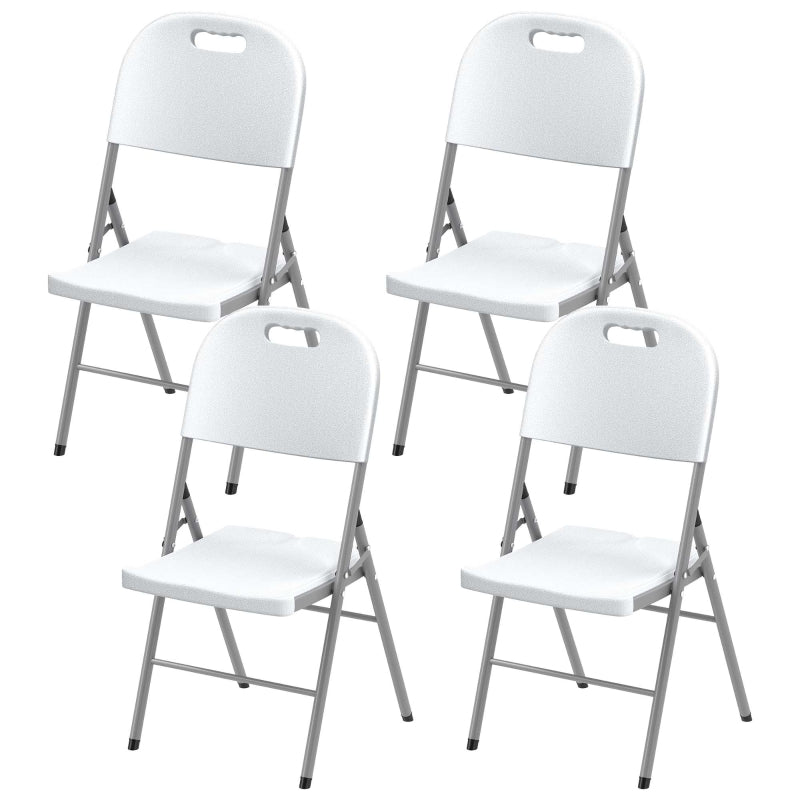 Set of 4 Foldable Outdoor Chairs - White - Portable Patio Seating