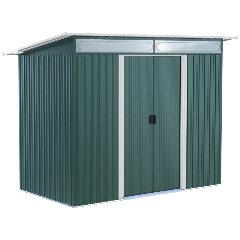 4.4ft x 8.5ft Green Metal Shed With Lightsky Panels