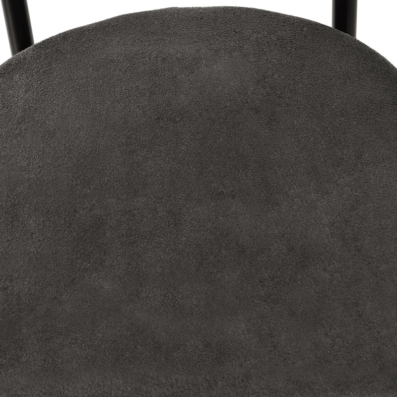 Set of 2 Modern Ergonomic Dining Chairs - High-Density Sponge, Sturdy Iron Frame, Faux Suede, Gray - 70L x 62W x 85H cm