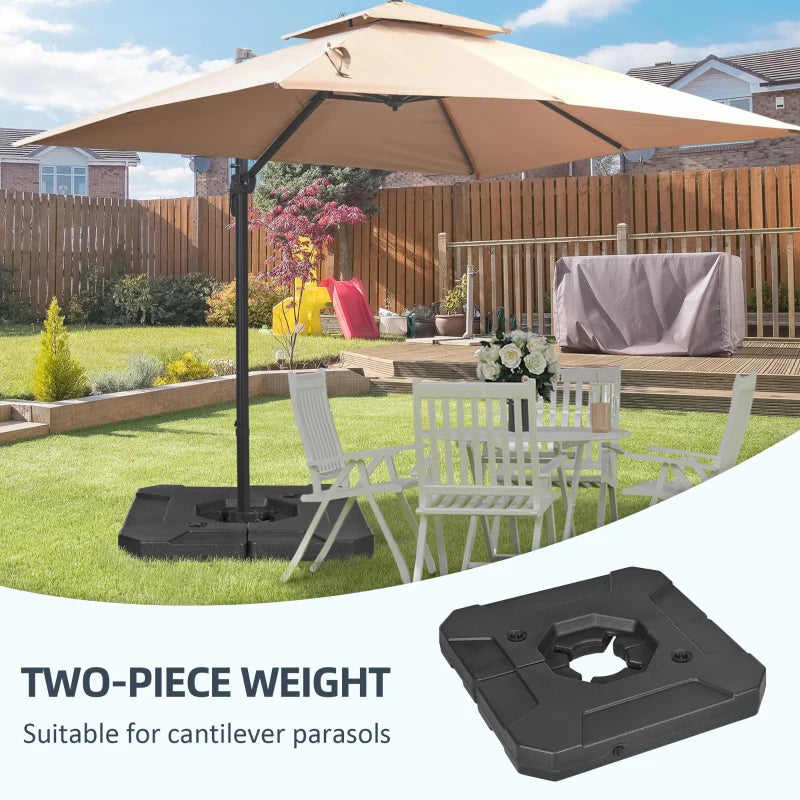 Black Cantilever Parasol Base Weights, Set of 2 - 110kg Sand or 70kg Water Filled