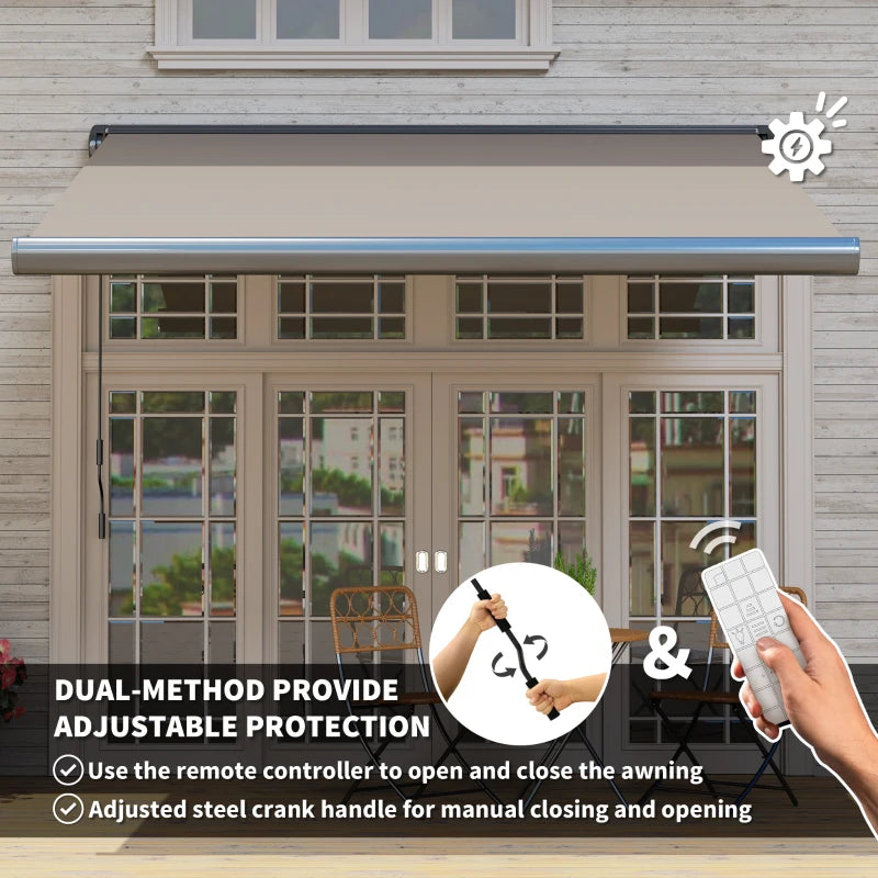 3m x 2.5 m Light Grey Electric Retractable Awning with Remote Controller - Aluminium Frame UV50+ Sun Shade Canopy