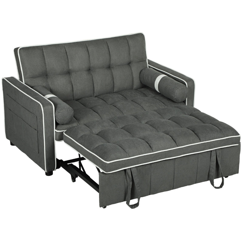 Charcoal Grey Two-Seater Linen-Look Sofa Bed for Stylish Living Spaces