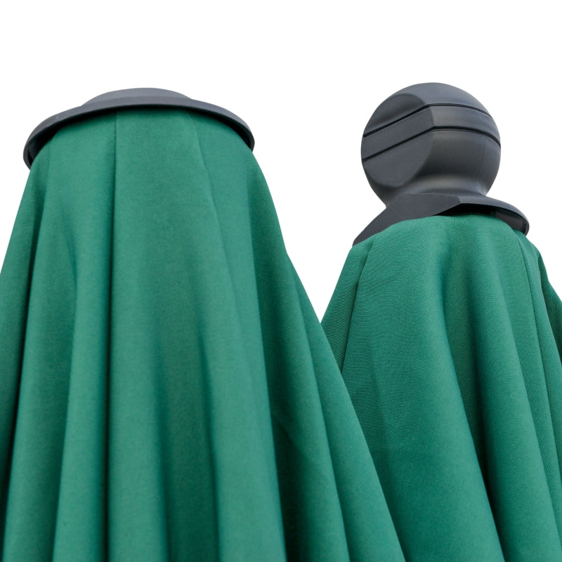 2m Dark Green Half Market Umbrella with Crank Handle and Base