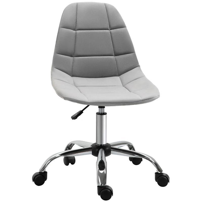 Vinsetto Ergonomic Velvet Office Chair - Adjustable Height, Armless Design, Wheels - Stylish Grey Executive Chair for Home & Study
