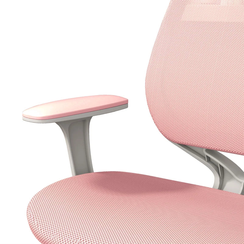 Vinsetto Pink Mesh Back Office Chair - Adjustable Height 44-56cm Ergonomic Design for Home & Office Use