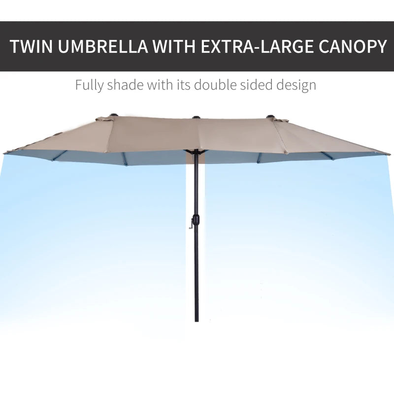 Double-Sided Tan Patio Sun Umbrella - 4.6m