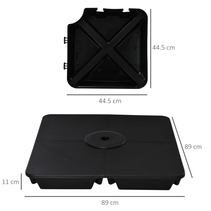 Black Sand-Filled Umbrella Base Weights for Banana & Cantilever Parasols, Set of 4