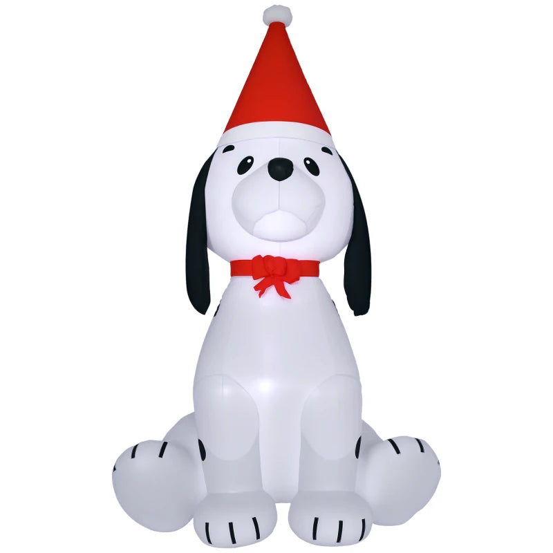 6ft Inflatable Christmas Puppy Dog with Santa Hat - Lighted Outdoor Holiday Decoration for Indoor & Outdoor Festivities