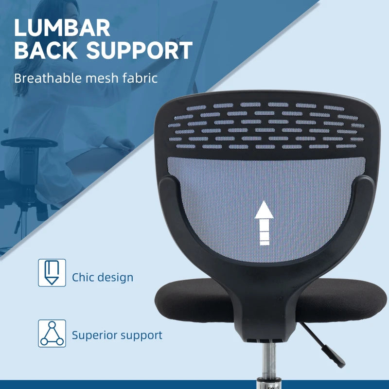 Vinsetto Dark Blue Drafting Chair - Swivel Mesh Office Chair with Adjustable Foot Ring, Armless Design for Standing Desks